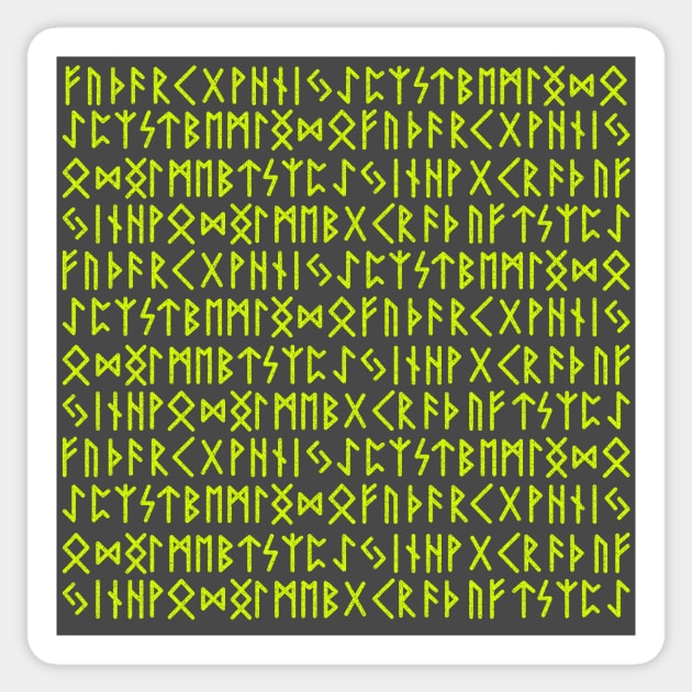 Green nordic runes pattern Sticker by Drumsartco